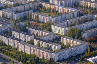 Aerial view, Großer Dreesch, slab, prefabricated building, flat, block, settlement, Neu Zippendorf,