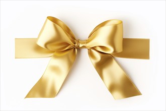 Golden tied ribbon on white background. KI generiert, generiert AI generated