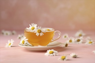 Cup of Chamomile tea with flowers. KI generiert, generiert AI generated