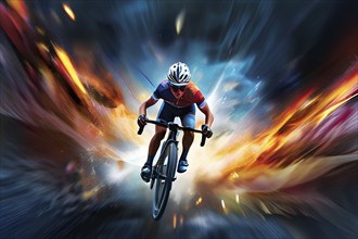 AI generated track cycling athlete captured with motion blur in dynamic sports scene