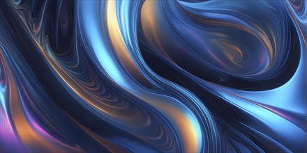 Abstract holographic background with swirling iridescent vibrant colors, AI generated