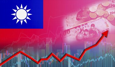 Taiwan economy growth on financial graph. Taiwan financial growth, economic recovery concept