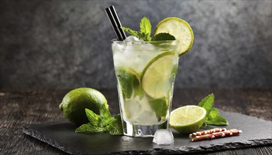 Drink, alcohol, cocktail, a mojito, AI generated, AI generated