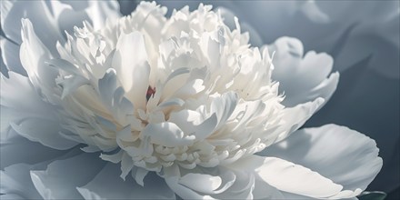 Close up of beautiful white colored peony spring flower. Generative Ai, AI generated