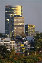 Skyline Bonn on the Rhine, in front the UNFCCC Secretariat of the Framework Convention on Climate