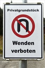 Prohibition sign, turning prohibited, private property, Salzkammergut, Austria, Europe