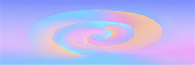 Spiral shape that slowly expands, rotates, and shifts colors in a soft gradient, invoking a