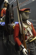 Diorama showing British uniforms in the Waterloo Memorial 1815, battlefield museum about the last