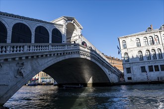 Rialto Bridge over the Grand Canal, Venice, Veneto, Italy, Europe