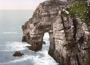 Temple Arch, Horn Head, County Donegal, Ireland, Historical, digitally restored reproduction from a