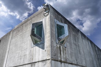 Observation window in the wall of the prison, JVA, Mannertstraße 6, Nuremberg, Middle Franconia,