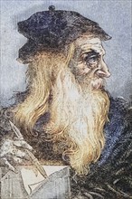 Leonardo Da Vinci 1452-1519, Florentine artist, digitally restored reproduction from a 19th century