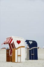 Beach chairs by the sea, Amrum, North Frisian Islands, Schleswig-Holstein, Germany, Europe