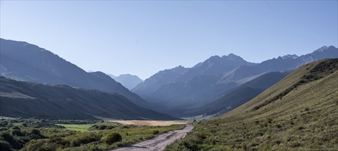 Gravel road, Tien Shan Mountains, Kyrgyzstan, Asia