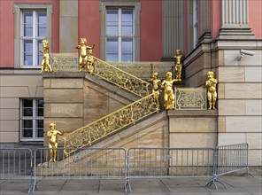 Putti on the flag staircase at the state parliament building, Potsdam, Brandenburg, Germany, Europe