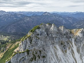 Aerial view, summit and degree, Bayrischer Schinder, Tegernsee mountains in the Mangfall mountains,