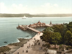 The Pier, Dunoon, Scotland, Historic, digitally restored reproduction from a 19th century original,