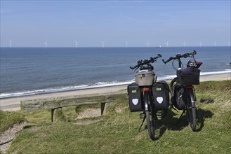 Bicycles on the cliffs on the North Sea coast of Denmark