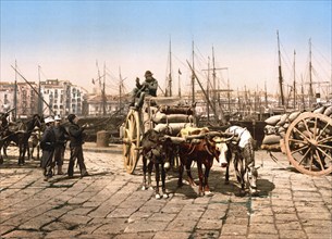 Der Kai, Neapel, Italien / The wharf, Naples, Italy, Historic, digitally restored reproduction from