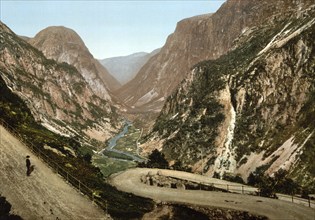 Naerodalen, Nærøydalen, Norway, View from 1885, Historical, digitally restored reproduction from a