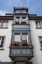 Historic two-storey bay window of a town house, Villingen-Schwenningen, Baden-Württemberg, Germany,