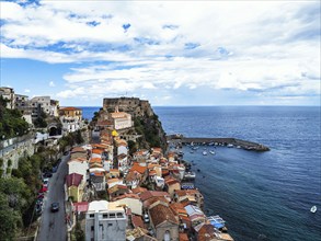 Scilla from a drone, Calabria, Italy, Europe