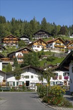 Typical Bavarian houses, Im Gries, Mittenwald, Werdenfelser Land, Upper Bavaria, Bavaria, Germany,