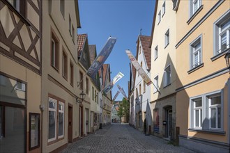 Flag decoration in the old town centre for the Kulmbach Beer Week, Kulmbach, Upper Franconia,