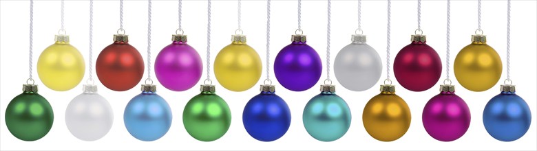 Christmas many Christmas baubles with Christmas decorations banner colours decoration hanging