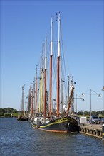 Historic sailing ships, traditional sailing ships in the harbour of Enkhuizen, North Holland, West