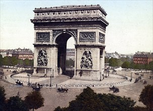 L'Arc-de-Triomphe de L'Etoile, Arc de Triomphe, Paris, France, 1890, Historic, digitally restored