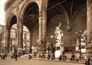 The Lodge of the Lancers, Loggia dei Lanzi, Florence, Italy, Historical, digitally restored