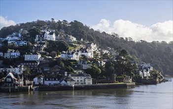 View of Kingswear from Dartmouth over River Dart, Devon, England, United Kingdom, Europe