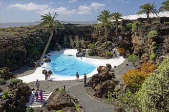 Pool landscape, Jameos del Agua art and cultural site, designed by artist César Manrique,