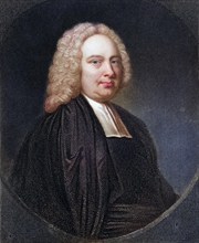 James Bradley 1693-1762, English astronomer. From the book Gallery of Portraits, 1833, Historic,