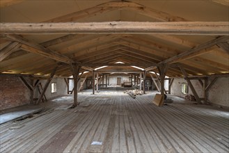 Attic of an old stable building from 1920, Othenstorf, Mecklenburg-Vorpommern, Germany, Europe