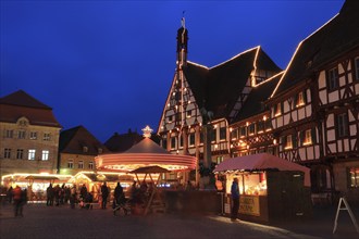 Advent calendar at the town hall, Christmas market in Forchheim, Upper Franconia, Bavaria, Germany,