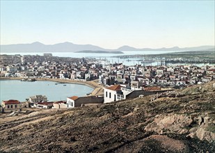 The harbour of Piraeus, Passa Limani, Greece, 1890, Historic, digitally restored reproduction from