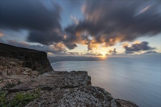 Sunset on a cliff on Lanzarote, Spain, Europe