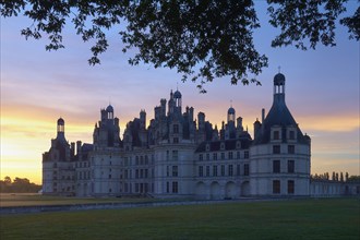 Chambord Castle at sunrise, Chambord, Loir-et-Cher department, Centre region, France, Europe