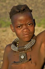 Young shepherdess from the Himba people, Ombombo, Kaokoland, Kunene, Namibia, Africa