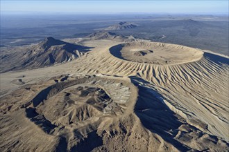 Harrat Khaybar volcanic landscape, aerial view, near Khaybar, Medina Province, Saudi Arabia,