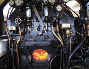 Heritage steam railway, Sheringham station, North Norfolk Railway, England, UK onboard steam engine