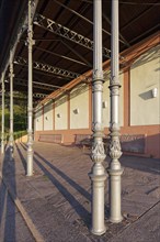 Cast iron columns of the 1882 Wandelhalle, Badenweiler spa gardens, Markgräflerland, Black Forest,