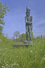 Sculpture Lacroix, monument to historical soldier with rifle, bayonet and uniform, Vauban Island,