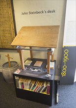 Writing table desk used by author John Steinbeck during his stay in the town, museum Bruton museum,