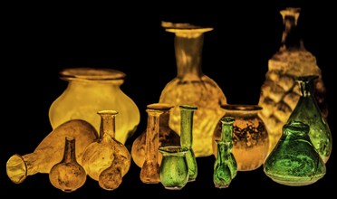 Toilet glass jars, 3rd-4th century, National Archaeological Museum, Villa Cassis Faraone, UNESCO