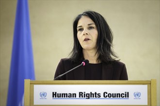 Annalena Bärbock, Federal Foreign Minister, delivers a speech at the 55th session of the UN Human