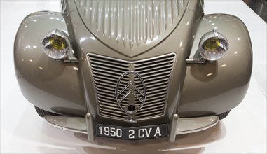 A Citroën 2 CV A, built in 1950, is on display at Techno Classica, the trade fair for vintage,