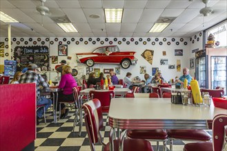 Interior of the Doo Wop Diner, a 50s themed restaurant in Fernandina Beach, Florida, USA, North